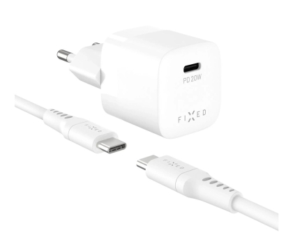 Ładowarka i akumulator FIXED Ładowarka sieciowa USB-C Travel Charger 20W Mini + USB-C - U FIXC20M2-CC-WH